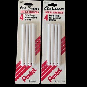 2 Pentel Clic Eraser Refills Extra Long‎ Non-Abrasive Won’t Tear Paper 90s Japan